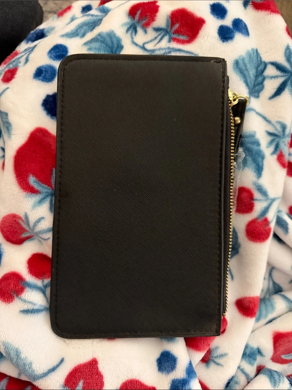 kate spade black zip-around wristlet with gold logo